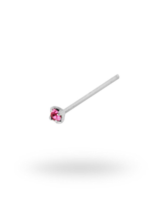 Piercing naso chiodino a griffe con zircone rosa 1.5 mm in argento 925