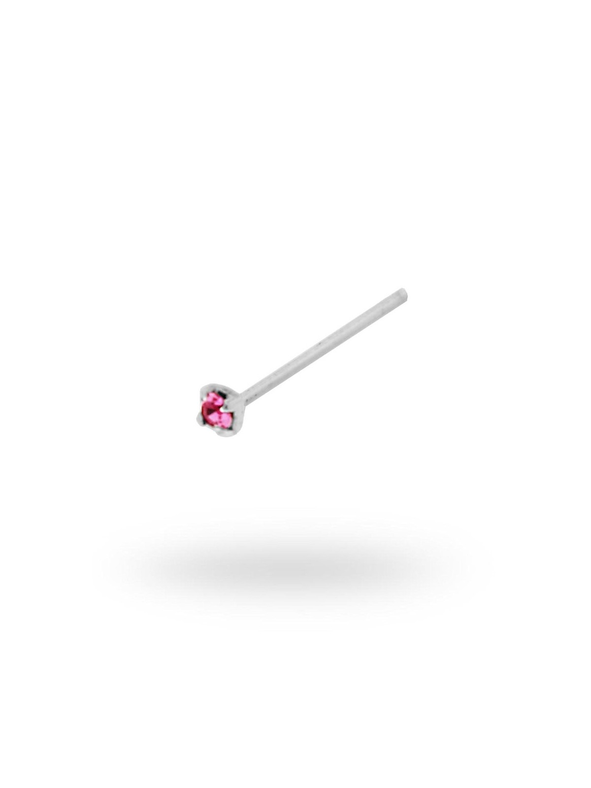 Piercing naso chiodino a griffe con zircone rosa 1.5 mm in argento 925