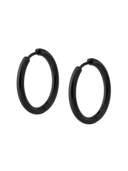 Orecchini cerchio da lobo con canna tonda mm 2,5 diametro mm 23 in acciaio colore nero