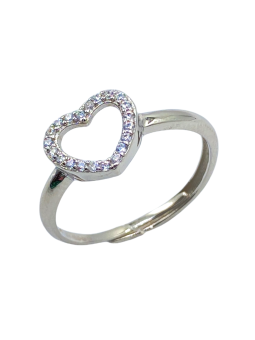 Anello con cuore e zirconi bianchi in argento 925