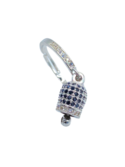 Anello campanella con zirconi bianchi e nero in argento 925