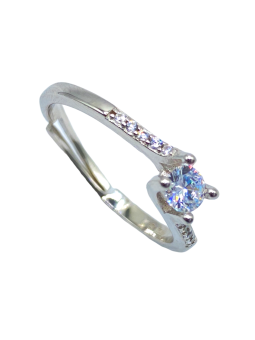 Anello solitario a griffe con zircone bianco mm 4 in argento 925