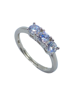 Anello Trilogy con Zircone Bianco mm 4 in ARGENTO 925