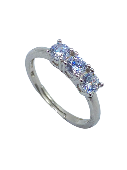 Anello Trilogy con Zircone Bianco mm 4 in ARGENTO 925