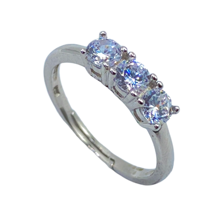 Anello Trilogy con Zircone Bianco mm 4 in ARGENTO 925