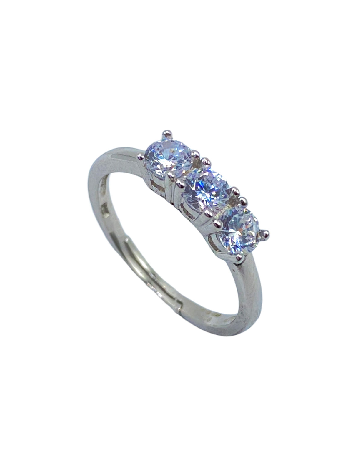 Anello Trilogy con Zircone Bianco mm 4 in ARGENTO 925