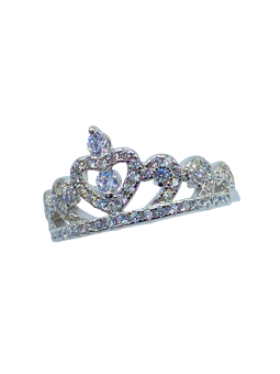 Anello corona tiara con zirconi bianchi in argento 925