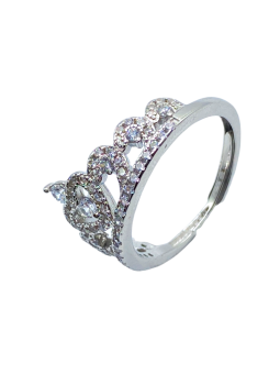 Anello corona tiara con zirconi bianchi in argento 925