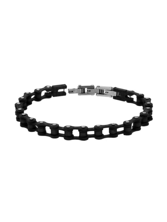 Bracciale Uomo Catena Bicicletta Imperniato in PVC colore Nero in
