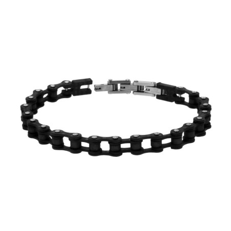 Bracciale Uomo Catena Bicicletta Imperniato in PVC colore Nero in