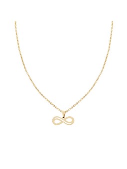 Parure Orecchini e Collana Catena Forzatina Diamantata Infinito in Acciaio Colore Oro