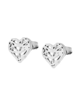 Parure Orecchini e Collana Catena Forzatina Diamantata Cuore Diamante in ACCIAIO