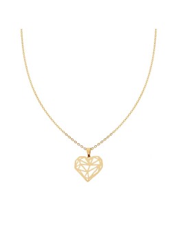 Parure Orecchini e Collana Catena Forzatina Diamantata Cuore Diamante in ACCIAIO colore Oro