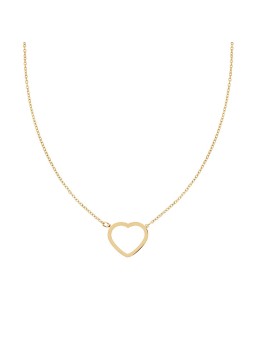 Parure Orecchini e Collana Catena Forzatina Diamantata Cuore in ACCIAIO colore Oro