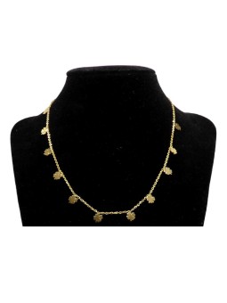Collana catena forzatina diamantata con charms quadrifogli plain pendenti colore oro in acciaio