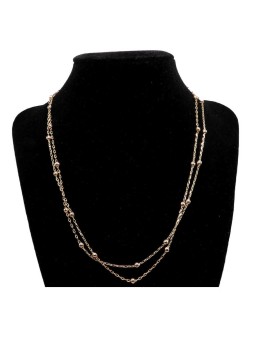 Catena forzatina allungata sezione mm 1 lunghezza cm 80+10 e palline mm 3.5 in bronzo