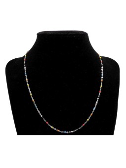 Collana catena forzatina diamantata con smalti multicolor in acciaio