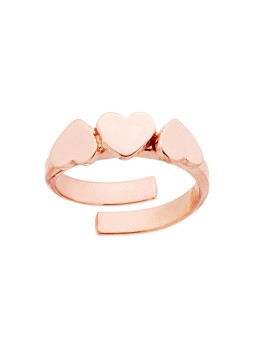 Anello Tre Cuori Plain in Argento 925 Galvanica Rosa