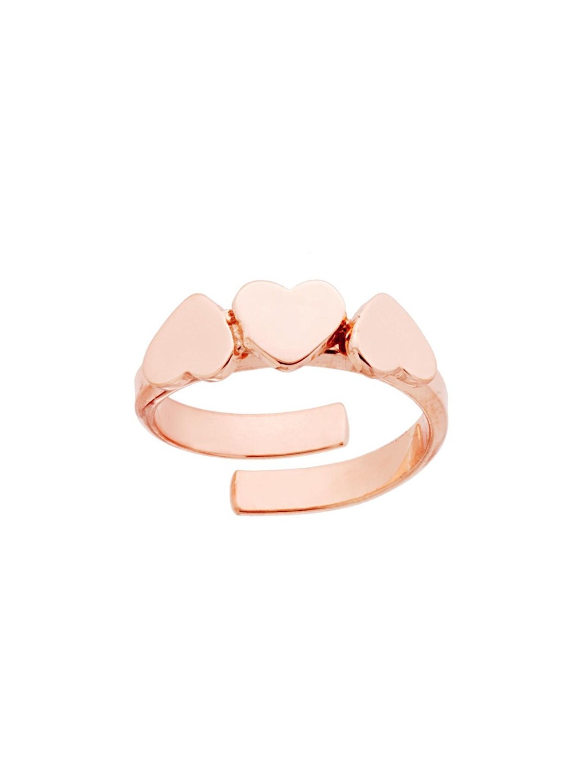 Anello Tre Cuori Plain in Argento 925 Galvanica Rosa