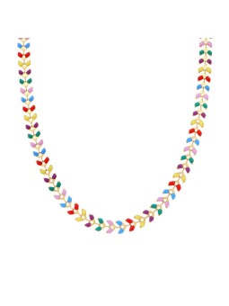 Collana Catena Spiga con Smalti Multicolor in ACCIAIO colore Oro