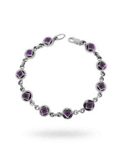Bracciale Etnico Thailandese con Pietre Ametista in ARGENTO 925