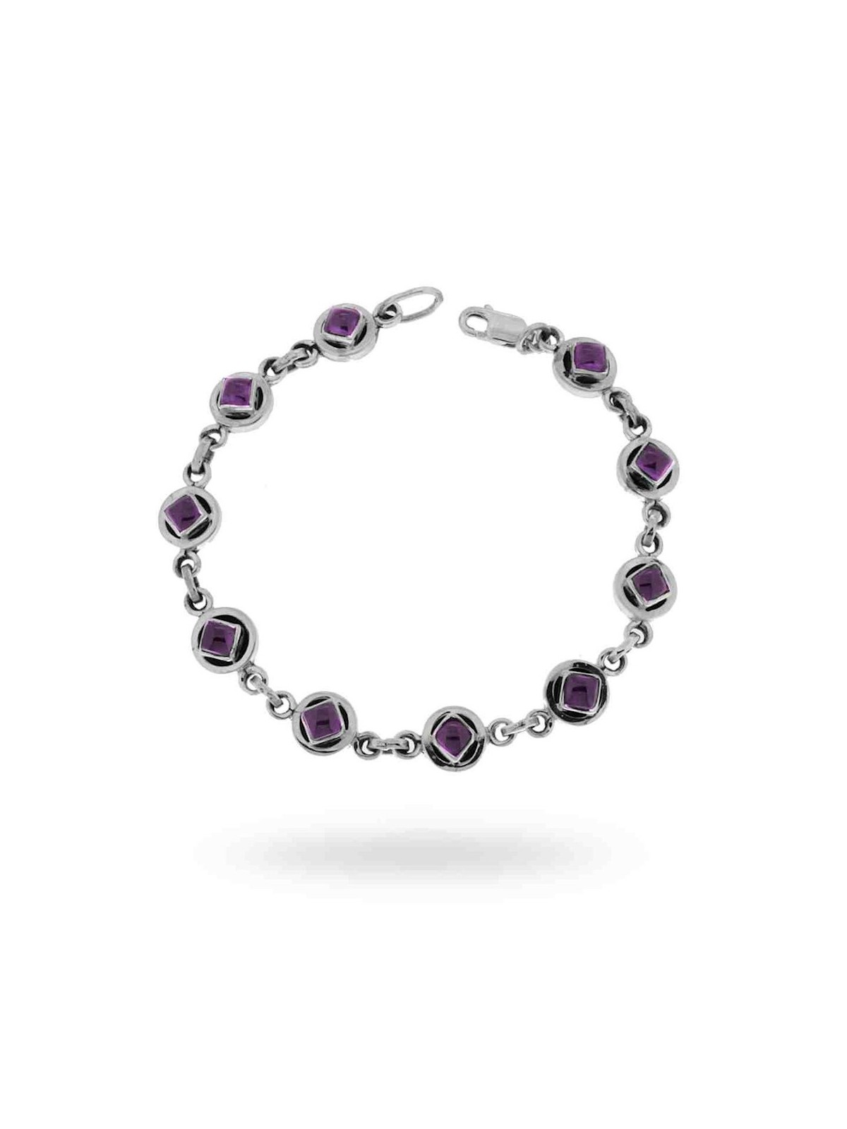 Bracciale Etnico Thailandese con Pietre Ametista in ARGENTO 925