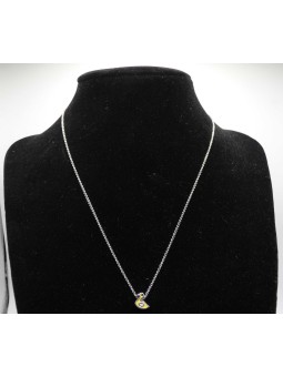 Collana Catena Forzatina con Passante Paperella Smalto Giallo in ARGENTO 925 Galvanica Rodio