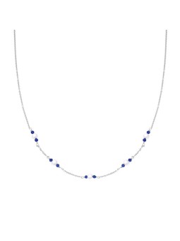 Collana Catena Rolo Diamantata con Perle e Crystal Blu in ARGENTO 925