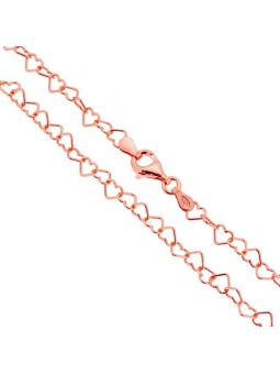 Catena Cuori sezione mm 4.5 lunghezza cm 40 in ARGENTO 925 Galvanica Rosa