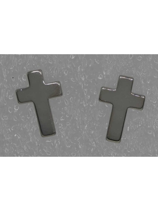 Orecchini Croce in ARGENTO 925 Galvanica Rodio