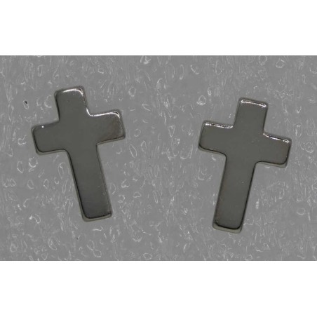 Orecchini Croce in ARGENTO 925 Galvanica Rodio