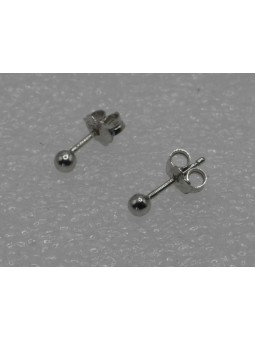 Orecchini Pallina mm 3 liscia e lucida in ARGENTO 925 Galvanica Rodio