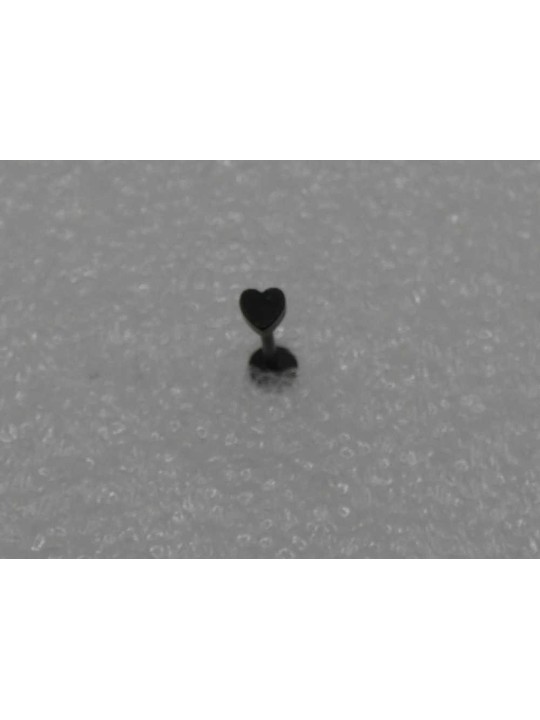 Body Piercing Labret Nero mm 12 con Cuore mm 3.5 in ACCIAIO Chirurgico