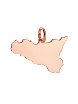 Ciondolo con Sagoma Plain a Forma di Sicilia mm 21X30 in Argento 925 Galvanica Rosa