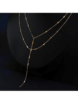 Collana a strati in acciaio placcato oro 14k stile semplice