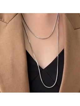 Collana a strati catena maglia serpente in acciaio