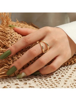 Anello da donna aperto in rame placcato oro stile semplice