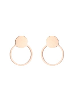 Orecchini a bottone in acciaio a forma di cerchio colore oro rosa