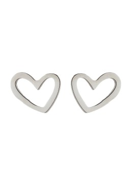 Orecchini a bottone in acciaio a forma di cuore colore argento