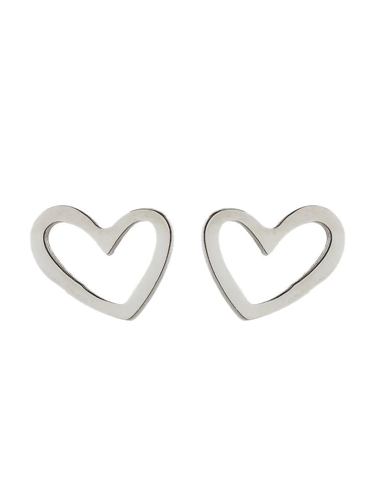 Orecchini a bottone in acciaio a forma di cuore colore argento