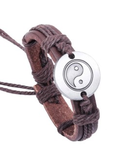 Bracciale unisex in stile etnico con placcatura in lega e tao inciso
