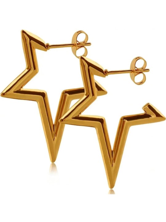 Orecchini a bottone in acciaio placcati oro 18k a forma di stella