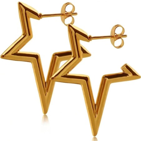 Orecchini a bottone in acciaio placcati oro 18k a forma di stella