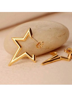 Orecchini a bottone in acciaio placcati oro 18k a forma di stella
