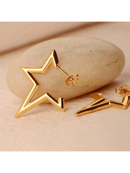 Orecchini a bottone in acciaio placcati oro 18k a forma di stella