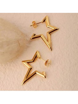 Orecchini a bottone in acciaio placcati oro 18k a forma di stella