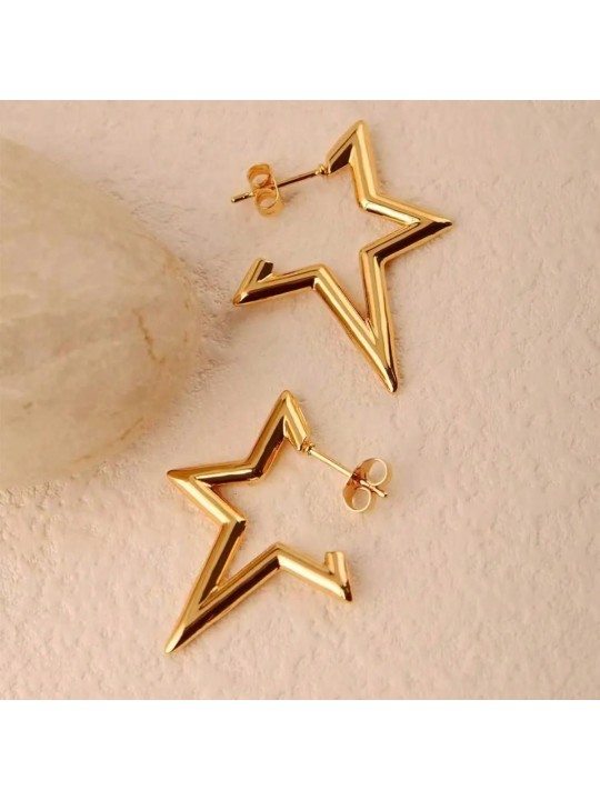 Orecchini a bottone in acciaio placcati oro 18k a forma di stella
