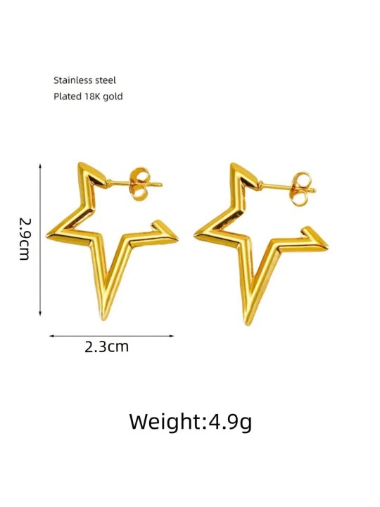 Orecchini a bottone in acciaio placcati oro 18k a forma di stella