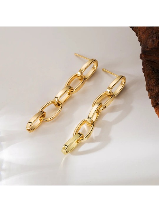 Orecchini pendenti in acciaio placcato oro 18k stile vintage