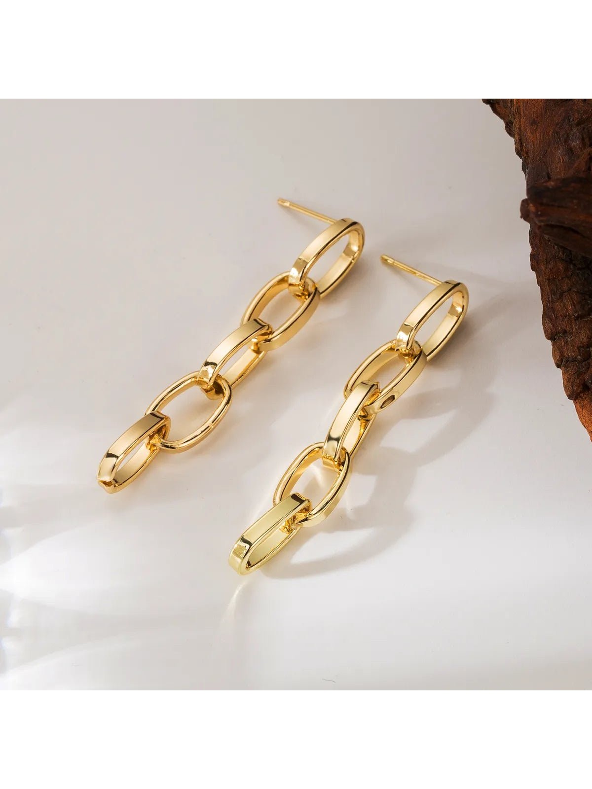 Orecchini pendenti in acciaio placcato oro 18k stile vintage
